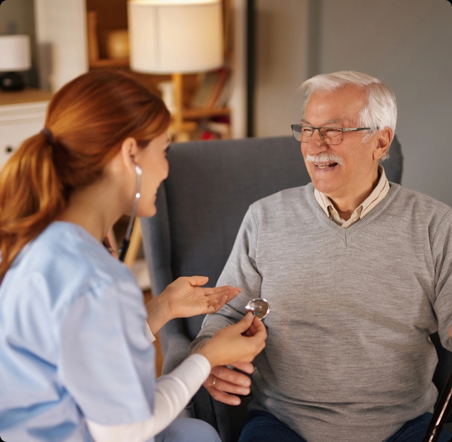 A female nurse smile happily.