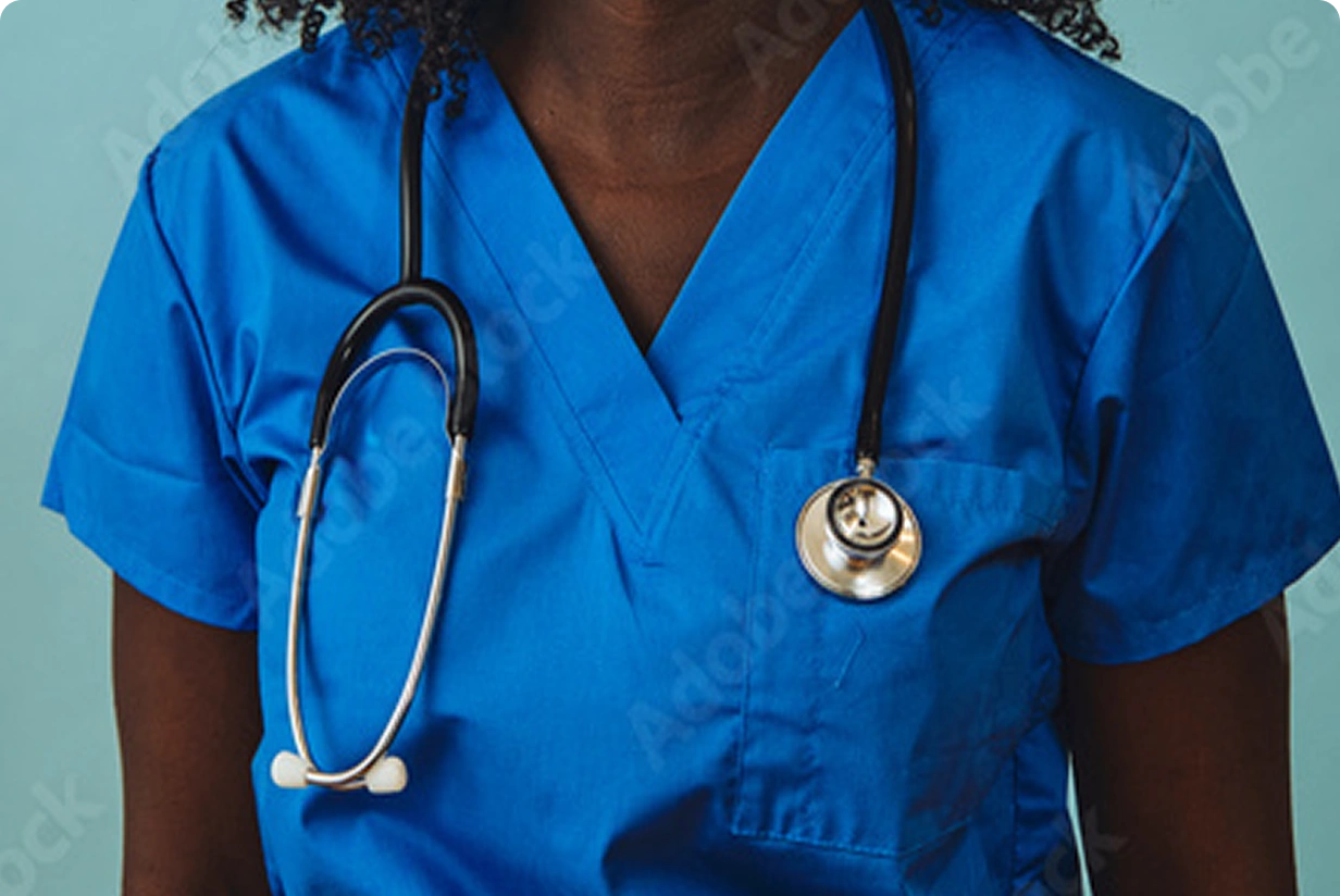 Close up of doctor or nurse.